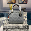 GLAMI MeGLAMIum Lady Bag Gold Toned Hardware Patent Light Grey For Women 24cm/9in CD