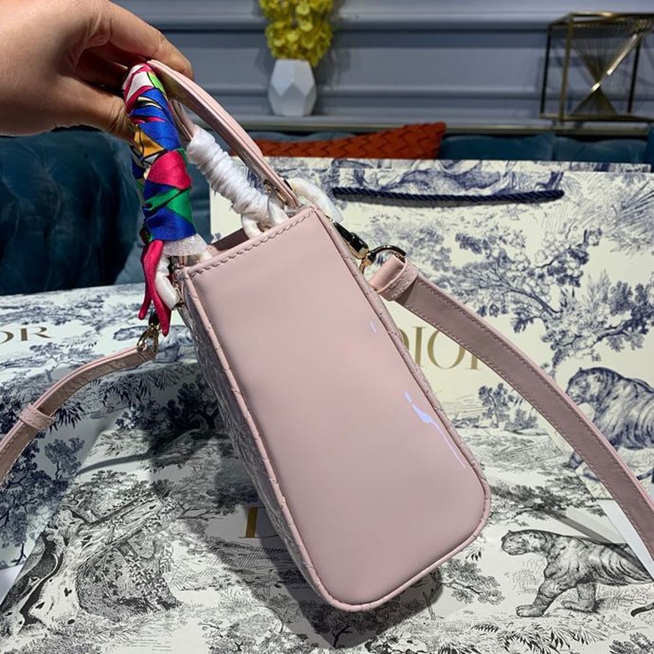 GLAMI Small Lady Bag Gold Toned Hardware Patent Light Pink For Women 20cm/8in CD