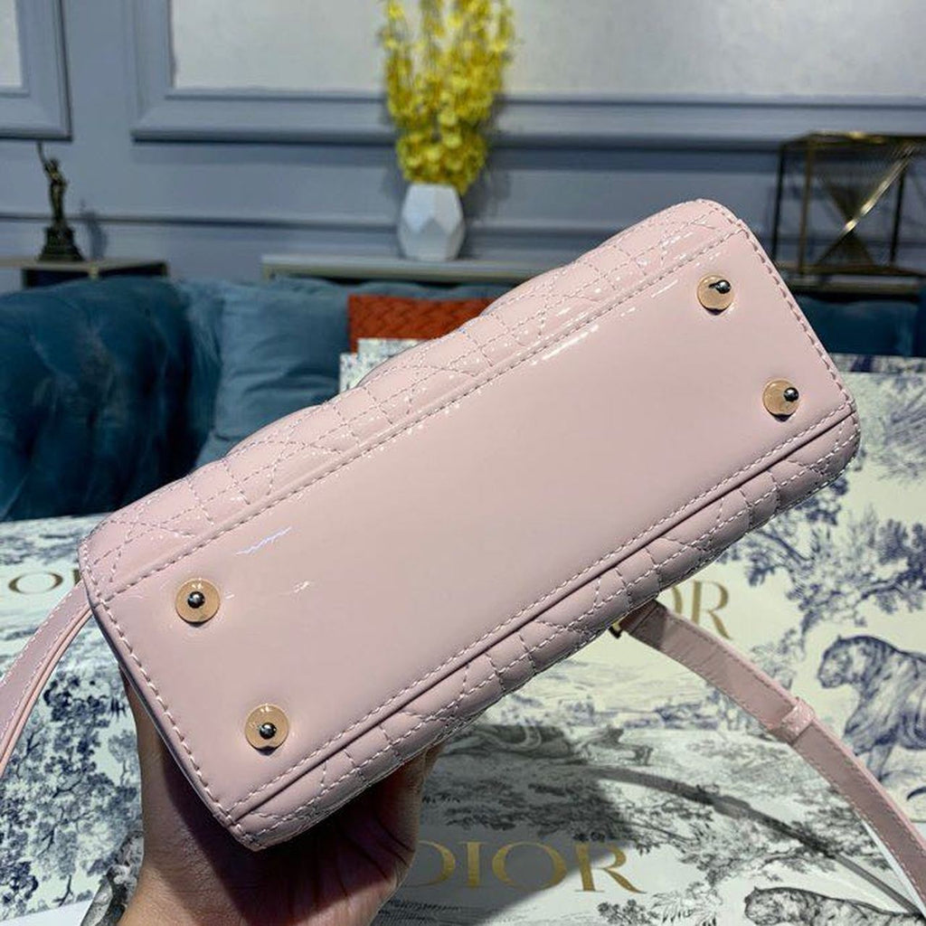 GLAMI Small Lady Bag Gold Toned Hardware Patent Light Pink For Women 20cm/8in CD