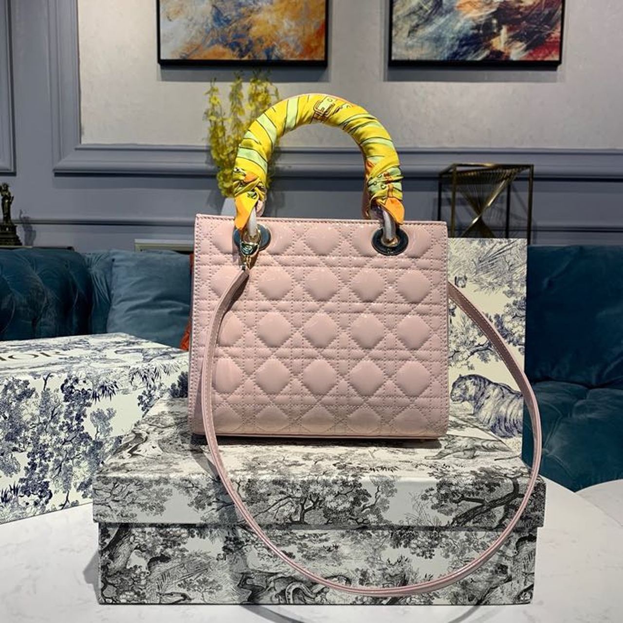 GLAMI MeGLAMIum Lady Bag Gold Toned Hardware Patent Light Pink For Women 24cm/9in CD