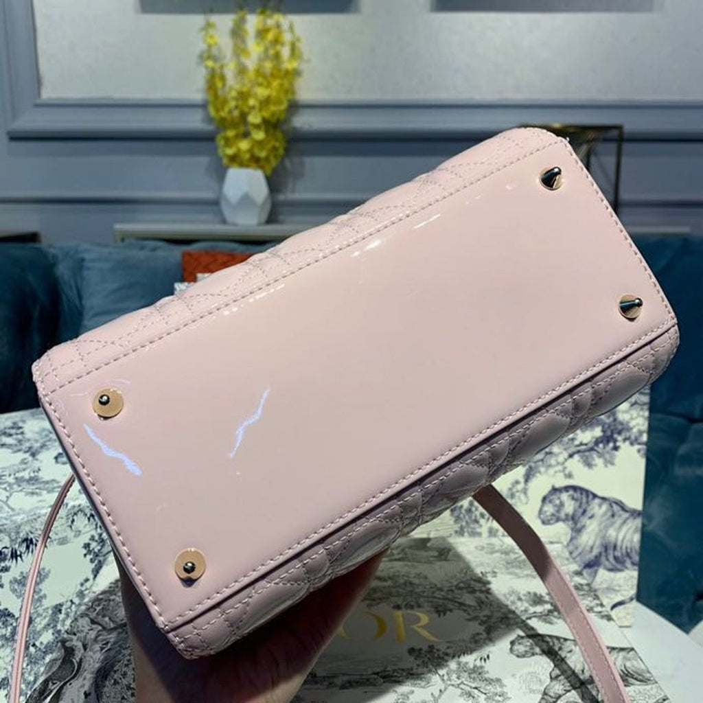 GLAMI MeGLAMIum Lady Bag Gold Toned Hardware Patent Light Pink For Women 24cm/9in CD