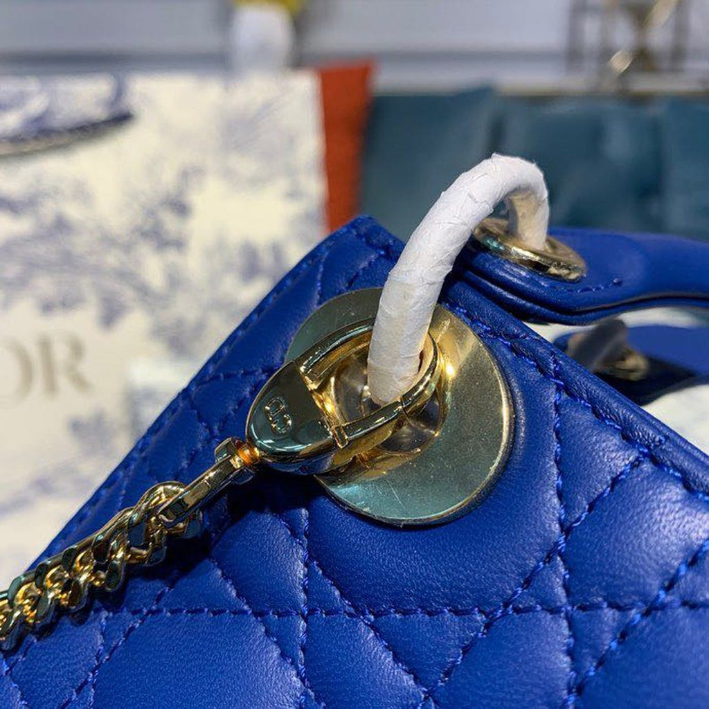 GLAMI Mini Lady Bag with Chain Gold Toned Hardware Electric Blue For Women 18cm/7in CD