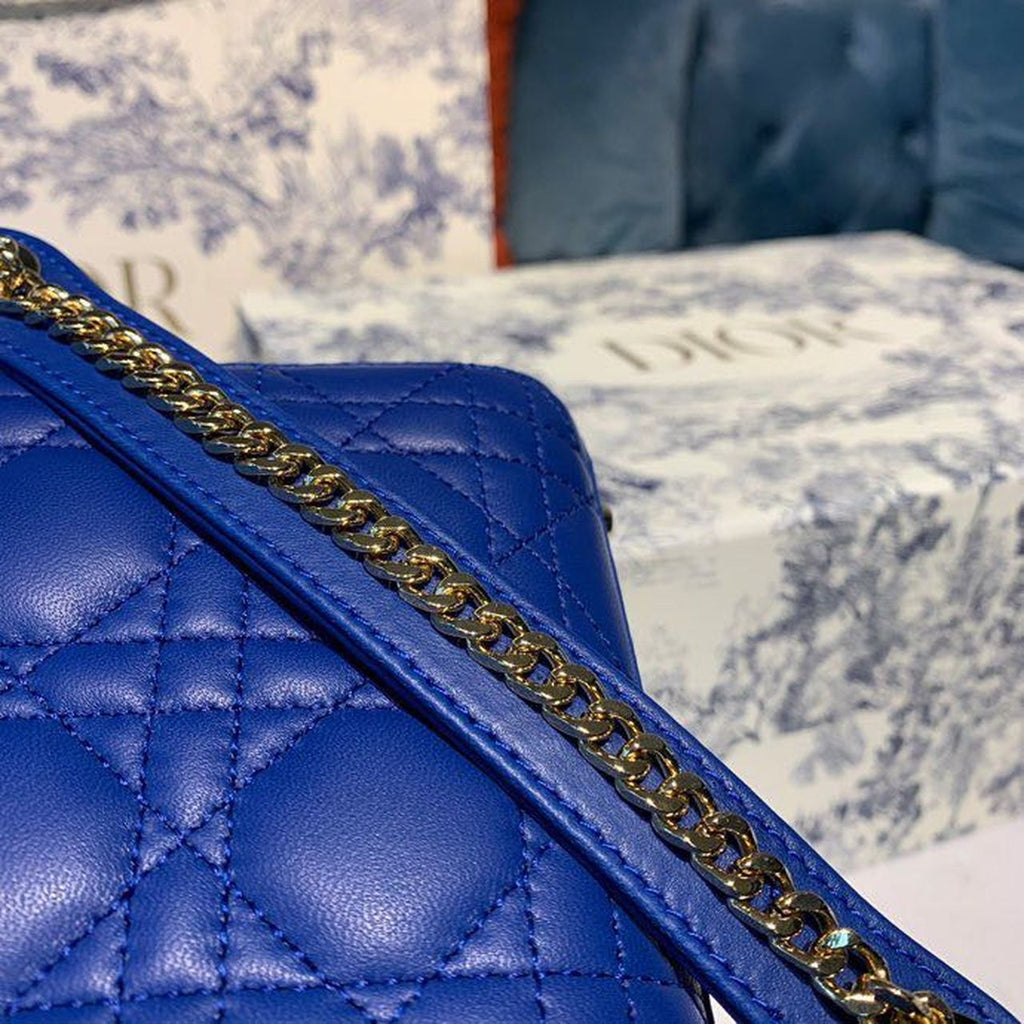 GLAMI Mini Lady Bag with Chain Gold Toned Hardware Electric Blue For Women 18cm/7in CD