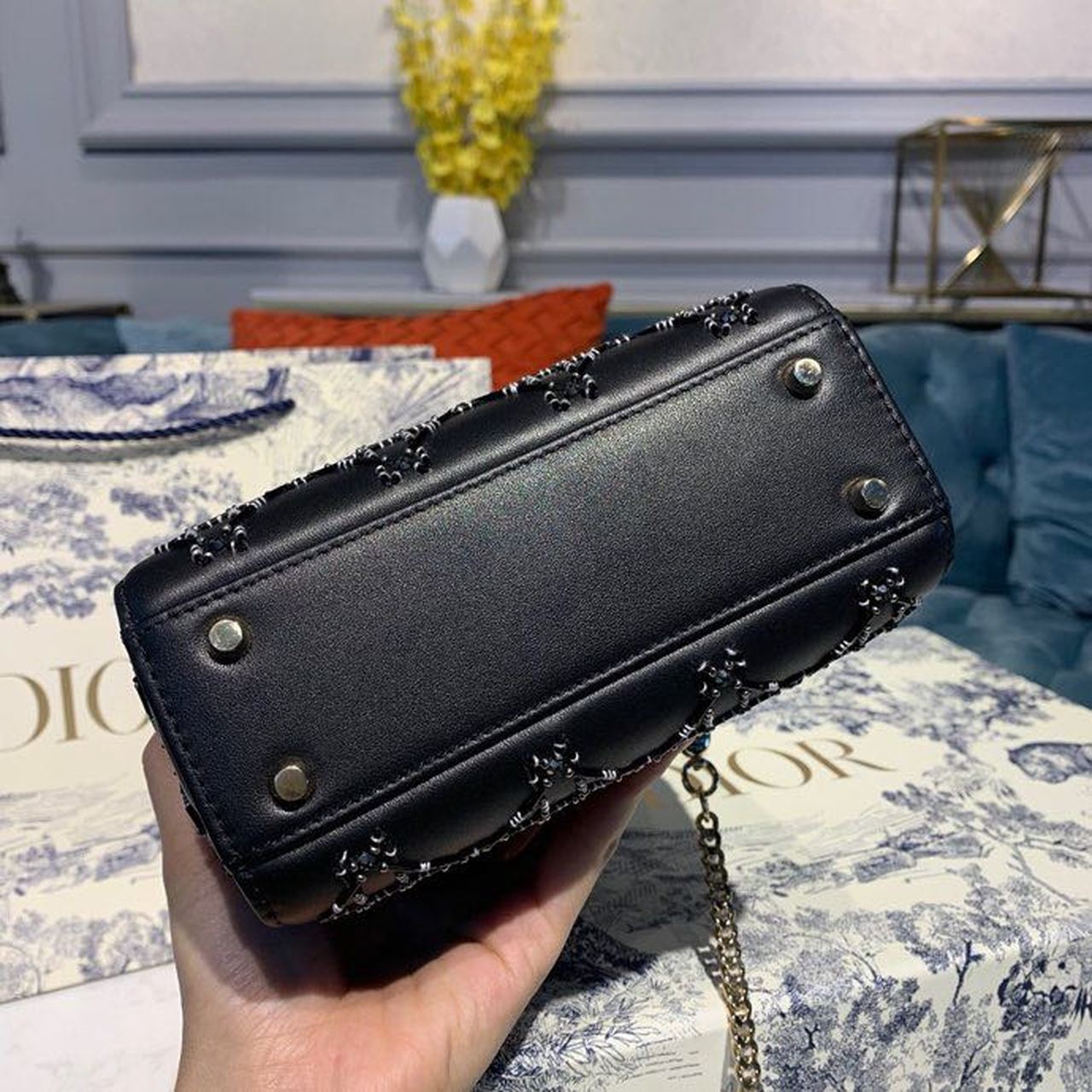 GLAMI Mini Lady Bag with Chain Silver Hardware Spring/Summer Collection, Black, For Women WomenÃ¢â‚¬â„¢s Handbags, 18cm CD M0500PRTC_M911