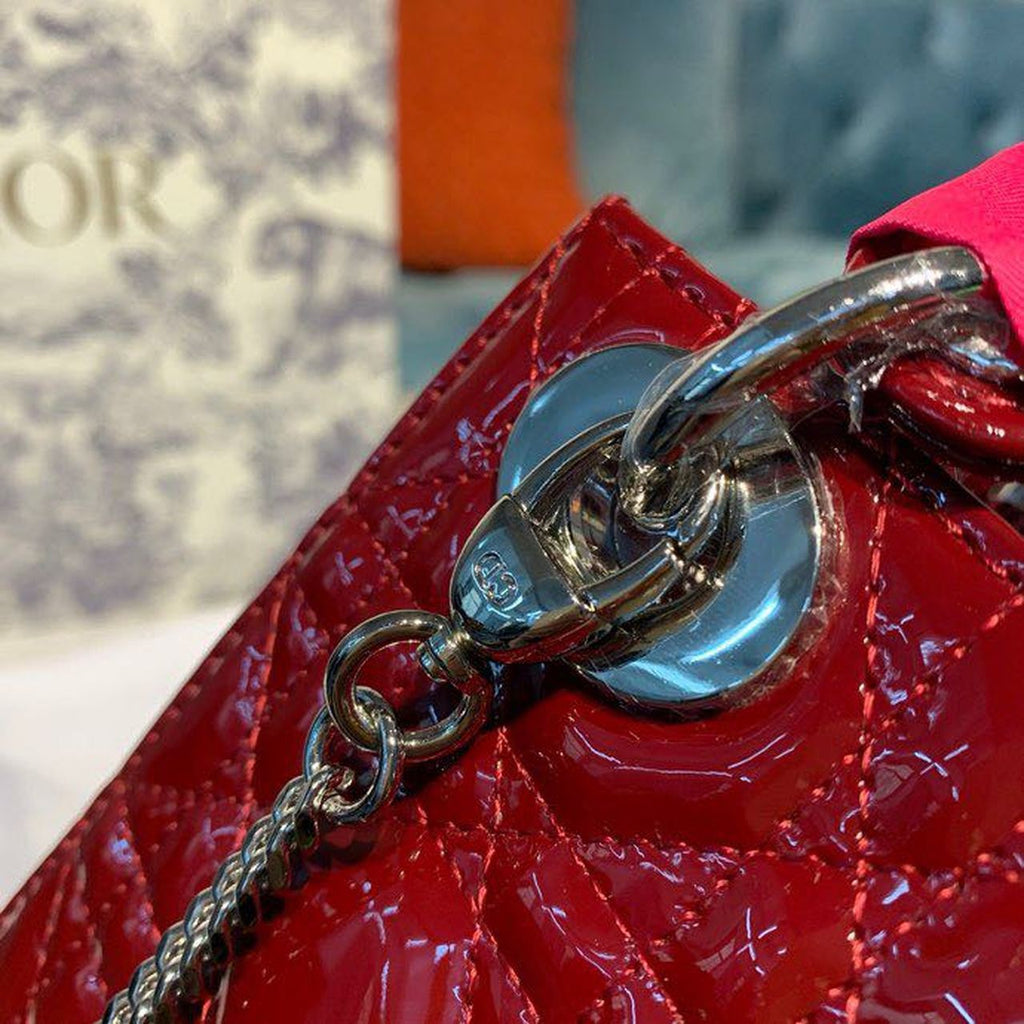 GLAMI Mini Lady Bag with Chain Silver Hardware Spring/Summer Collection, Burgundy, For Women WomenÃ¢â‚¬â„¢s Handbags, 18cm CD M0505OCAL
