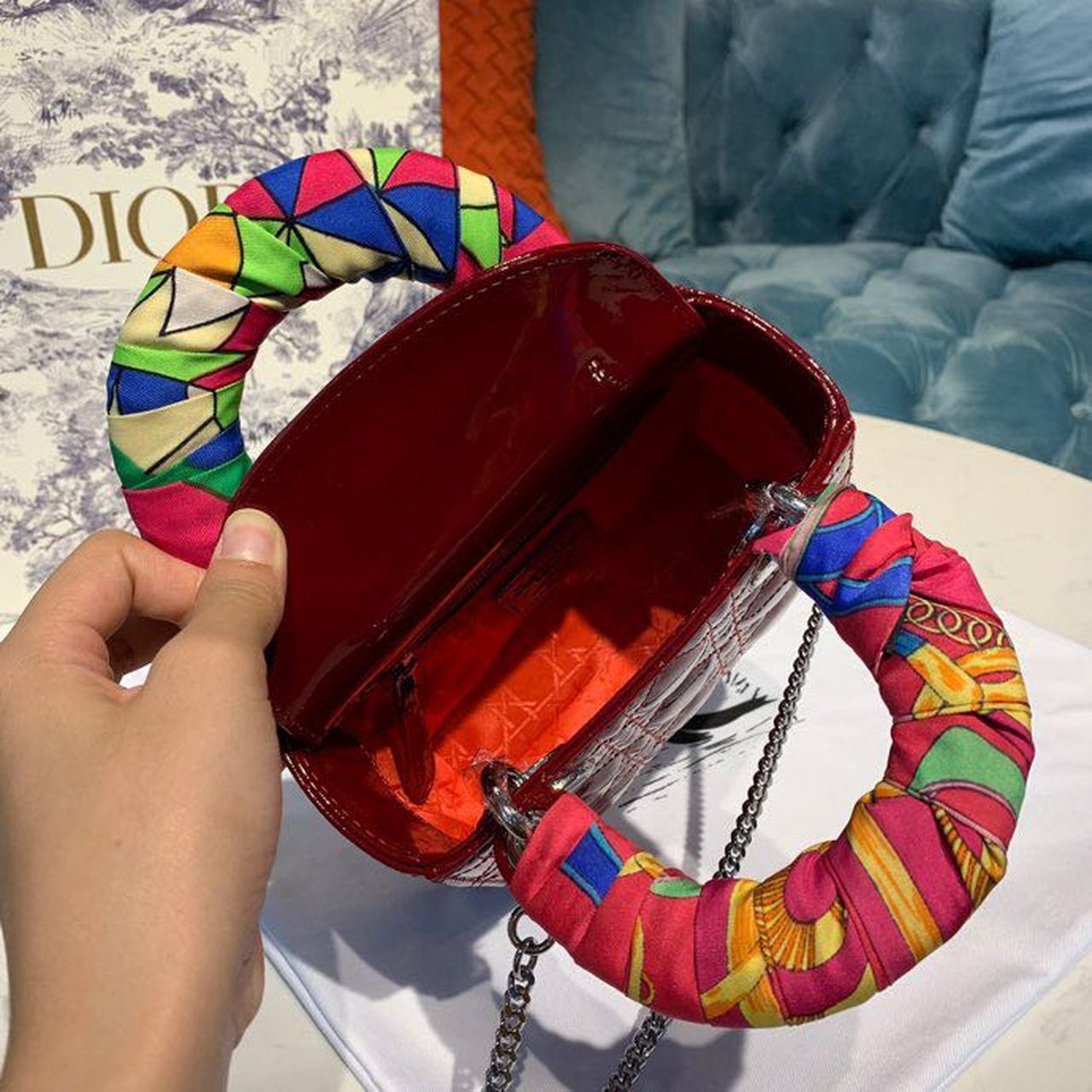 GLAMI Mini Lady Bag with Chain Silver Hardware Spring/Summer Collection, Burgundy, For Women WomenÃ¢â‚¬â„¢s Handbags, 18cm CD M0505OCAL