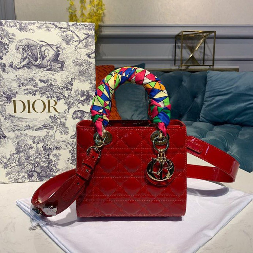 GLAMI Small Lady Bag Cherry Red Patent Cannage For Women 20cm/8in CD M0531OWCB_M323