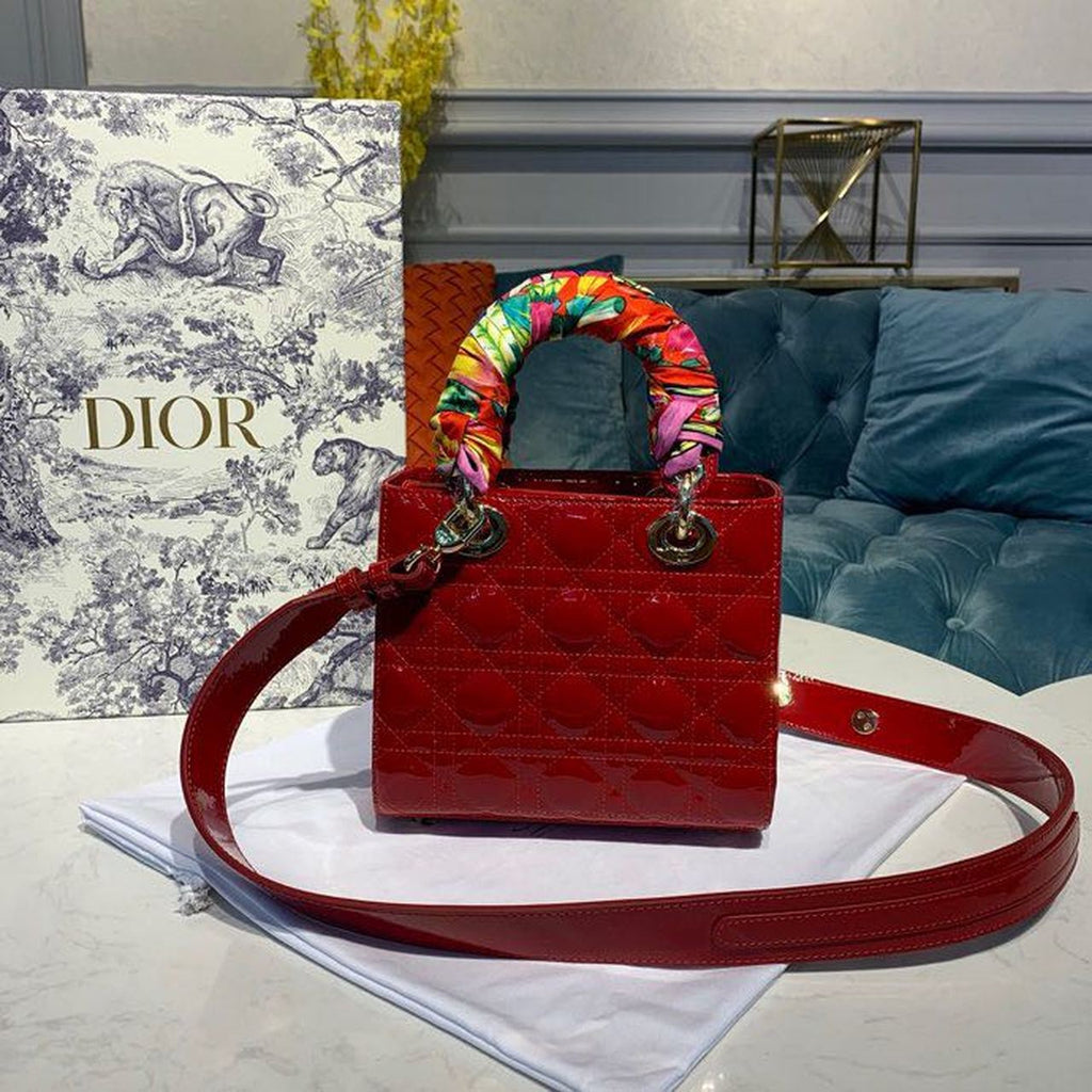 GLAMI Small Lady Bag Cherry Red Patent Cannage For Women 20cm/8in CD M0531OWCB_M323