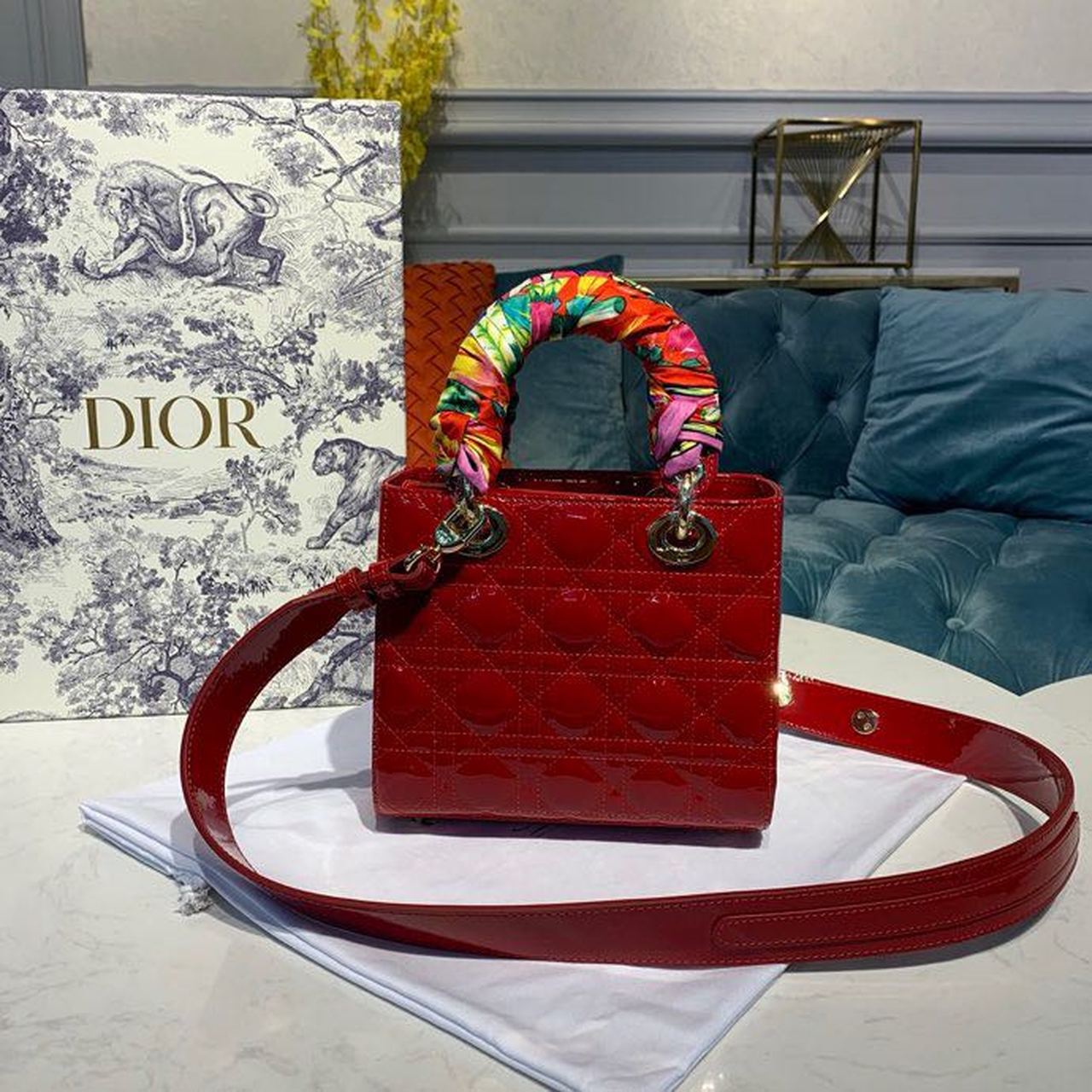 GLAMI Small Lady Bag Cherry Red Patent Cannage For Women 20cm/8in CD M0531OWCB_M323