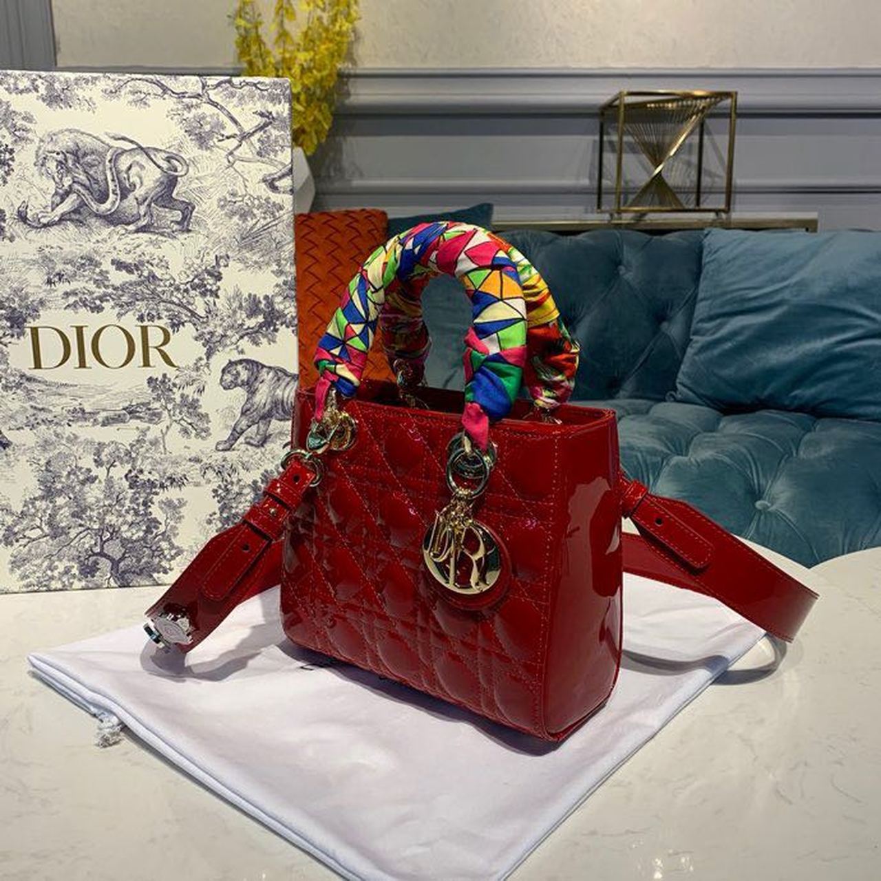 GLAMI Small Lady Bag Cherry Red Patent Cannage For Women 20cm/8in CD M0531OWCB_M323