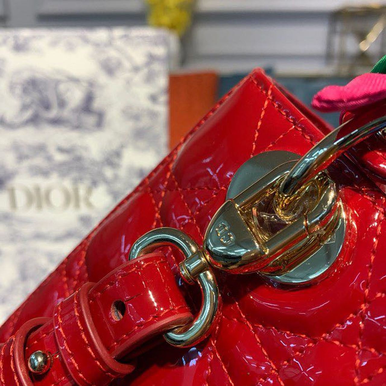 GLAMI Small Lady Bag Cherry Red Patent Cannage For Women 20cm/8in CD M0531OWCB_M323