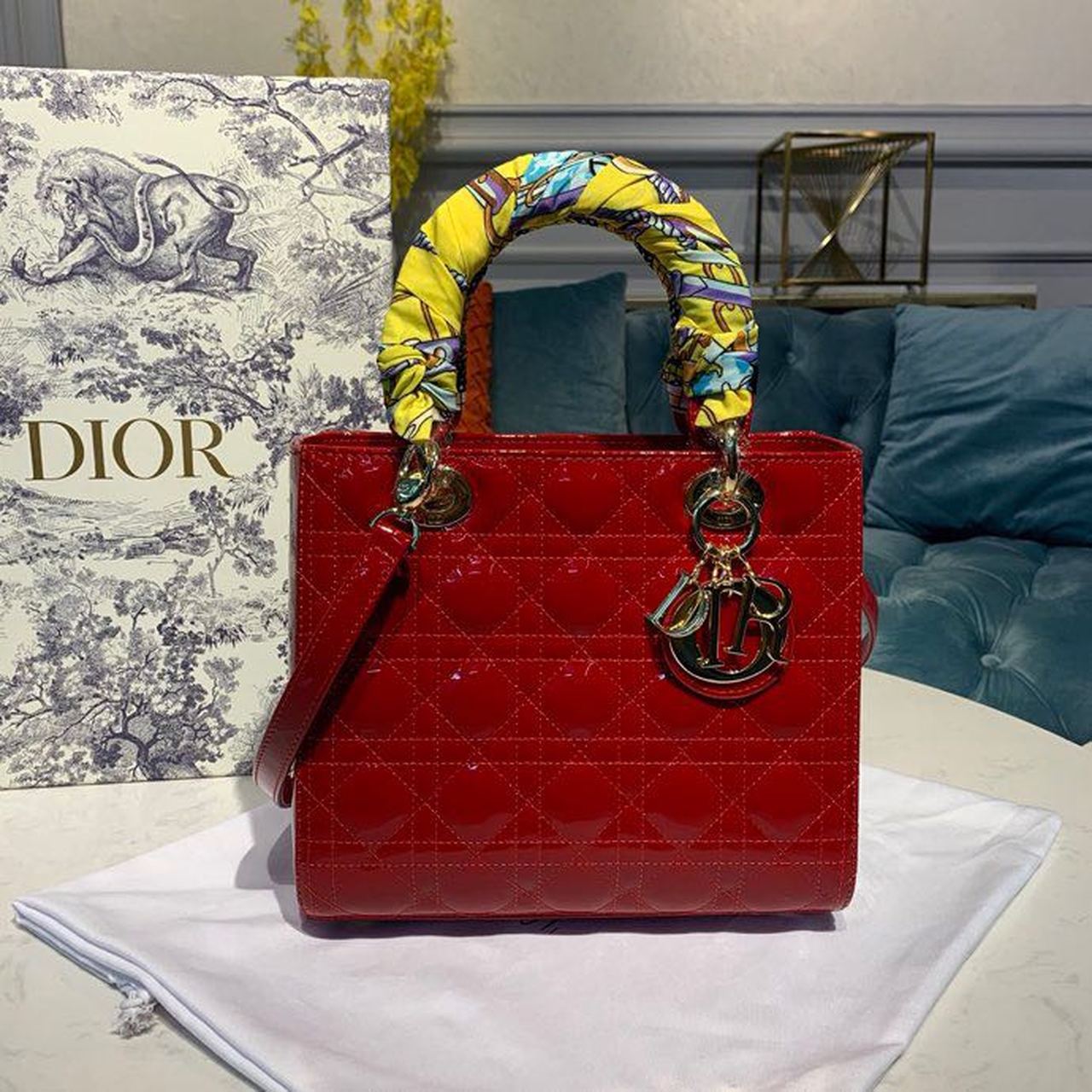GLAMI MeGLAMIum Lady Bag Cherry Red Patent Cannage For Women 24cm/9in CD M0565OWCB_M323