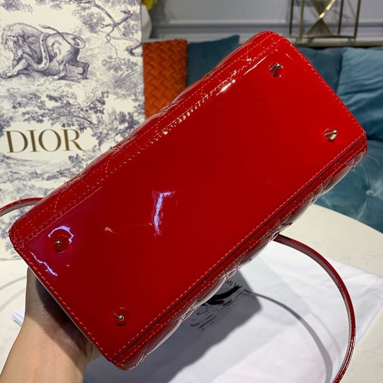 GLAMI MeGLAMIum Lady Bag Cherry Red Patent Cannage For Women 24cm/9in CD M0565OWCB_M323