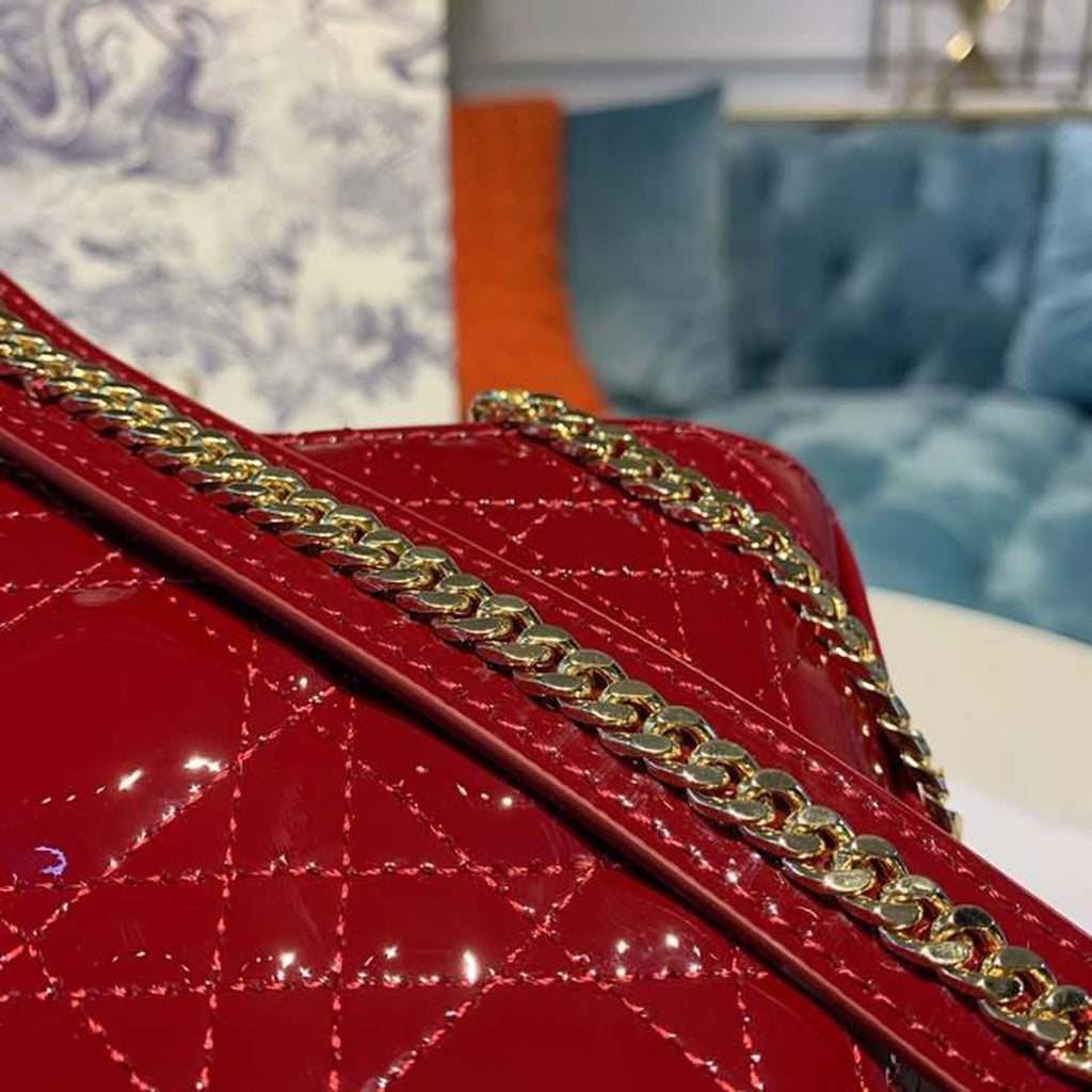 GLAMI Mini Lady Bag with Chain Gold Toned Hardware Spring/Summer Collection, Burgundy, For Women WomenÃ¢â‚¬â„¢s Handbags, 18cm CD M0505OCAL_M42R