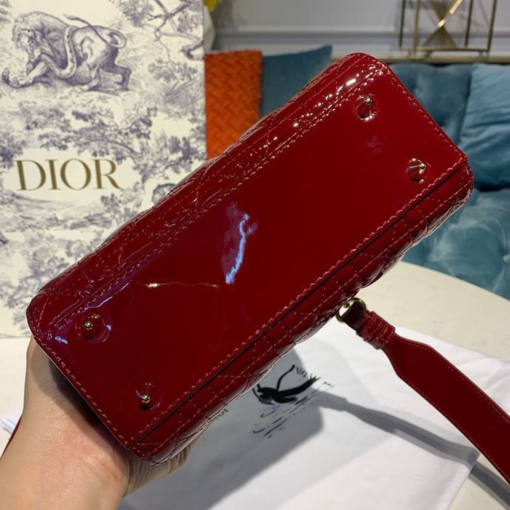 GLAMI Small Lady Bag with Chain Gold Toned Hardware Burgundy For Women 20cm/8in CD M0538OWCB_M323