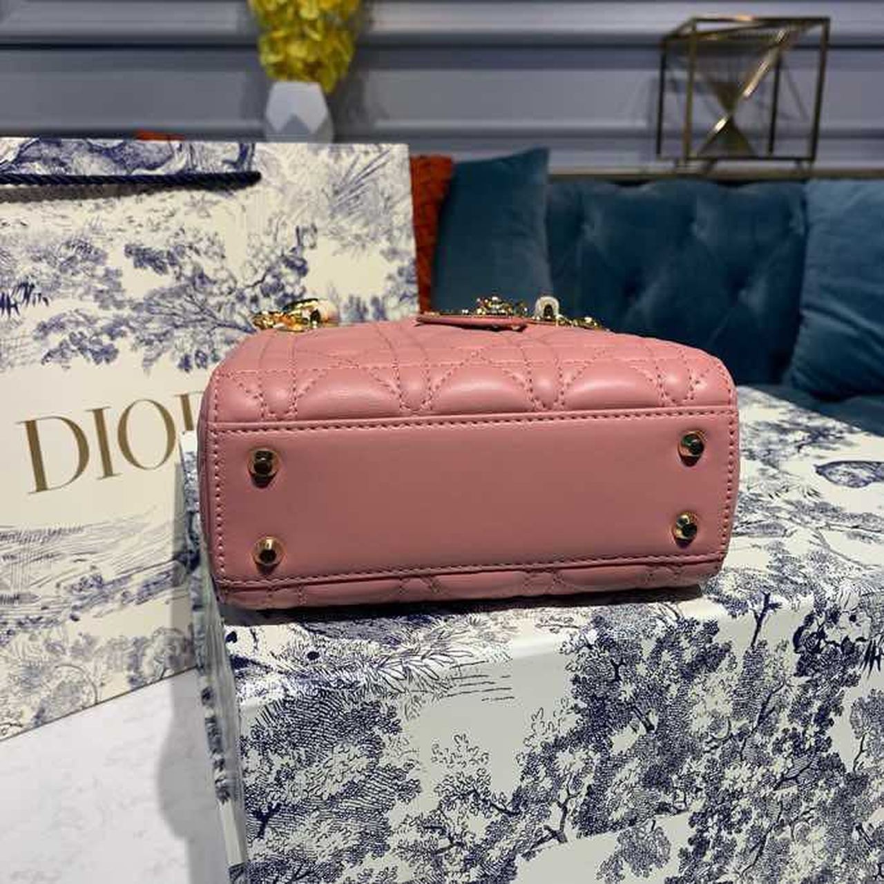 GLAMI Mini Lady Bag Blush Cannage Sorbet Pink For Women 6.5in/18cm CD