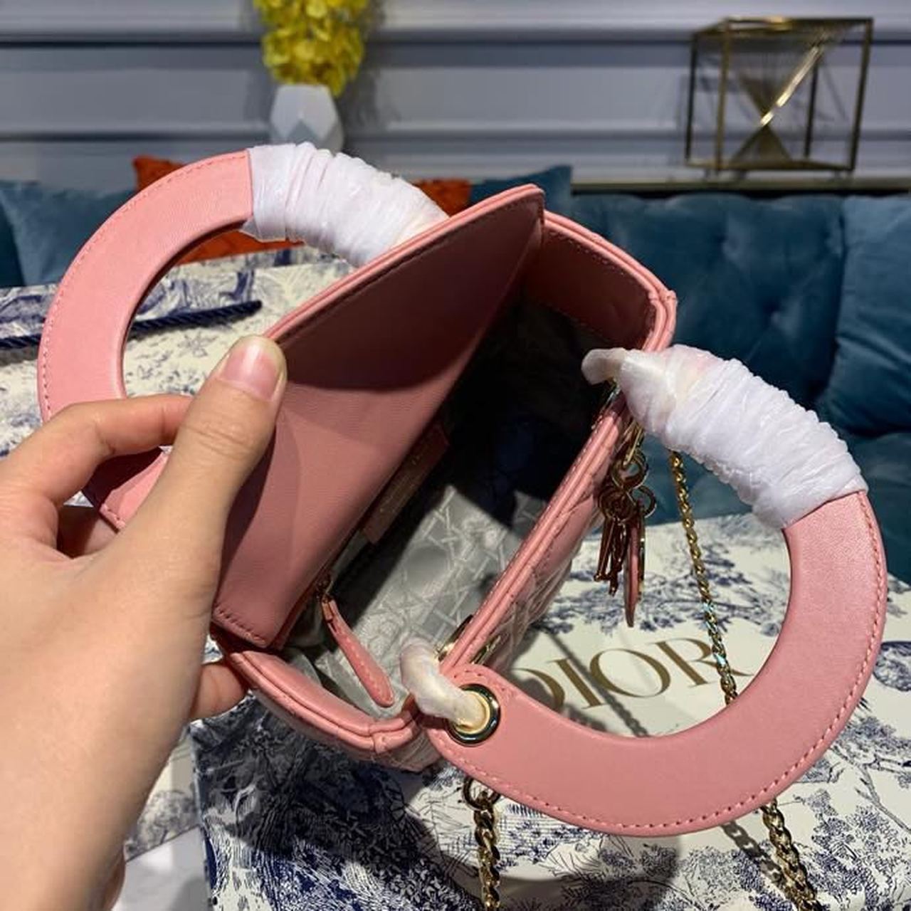 GLAMI Mini Lady Bag Blush Cannage Sorbet Pink For Women 6.5in/18cm CD