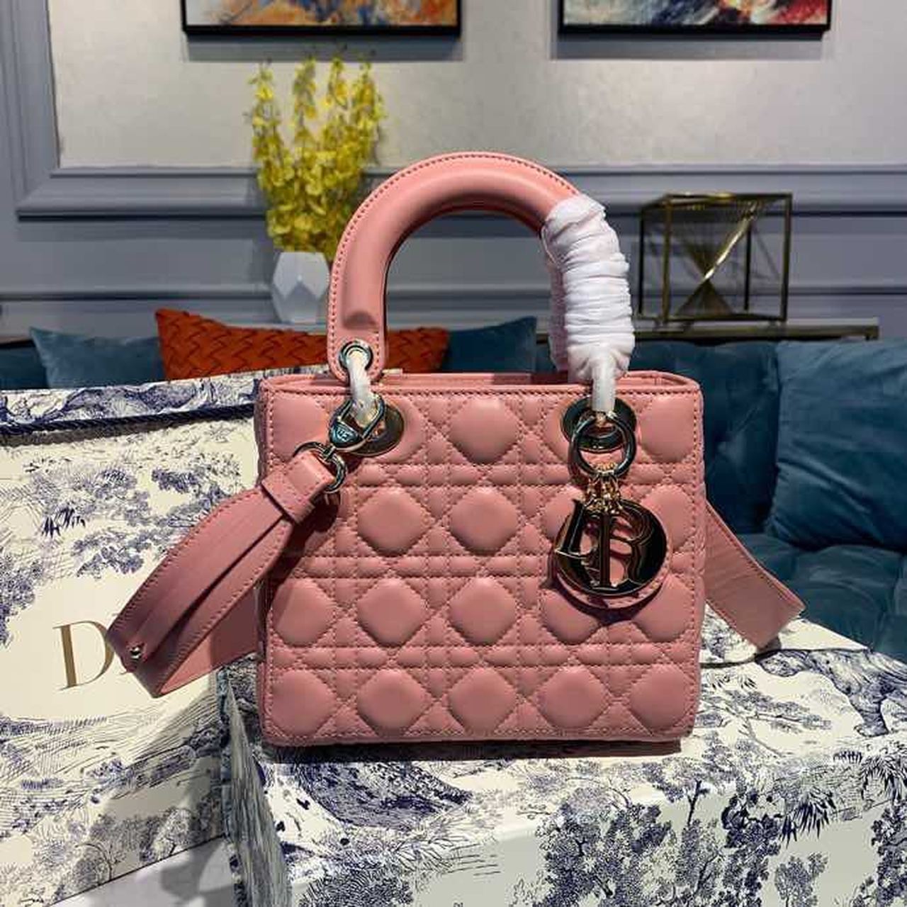 GLAMI Small Lady Bag Blush Cannage Sorbet Pink For Women 8in/20cm CD