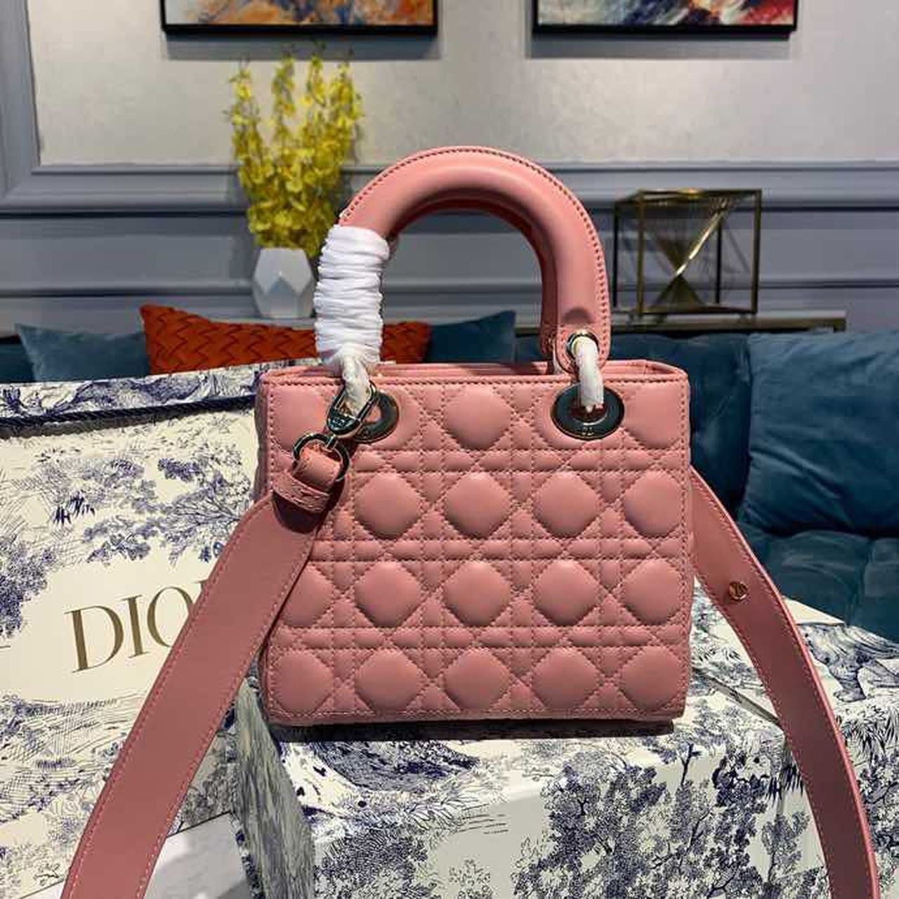 GLAMI Small Lady Bag Blush Cannage Sorbet Pink For Women 8in/20cm CD