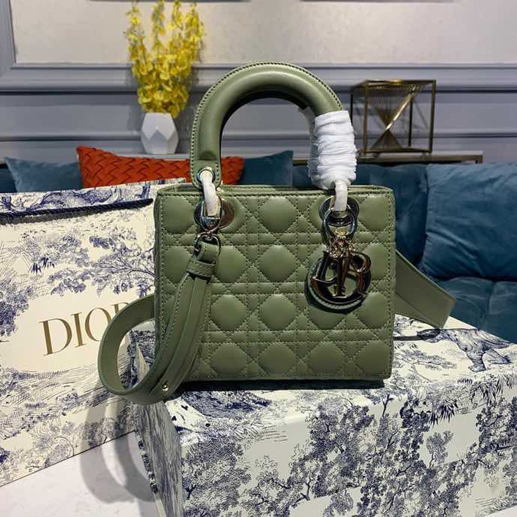 GLAMI Small Lady Bag Ultramatte Cannage Olive Green For Women 8in/20cm CD