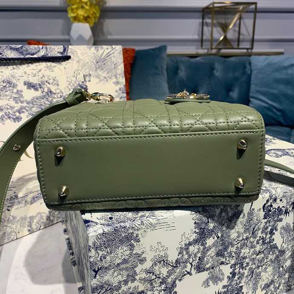 GLAMI Small Lady Bag Ultramatte Cannage Olive Green For Women 8in/20cm CD