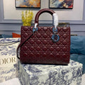 GLAMI Large Lady Bag Silver Hardware Burgundy Cannage For Women 12.5in/32cm CD