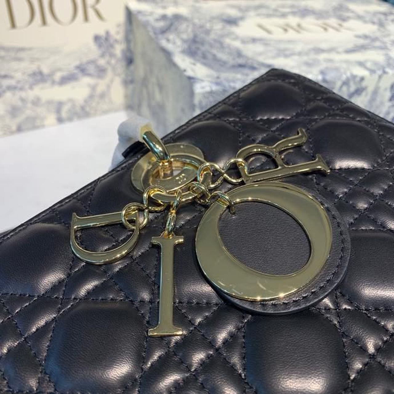 GLAMI Large Lady Bag Gold Toned Hardware Black Cannage For Women 12.5in/32cm CD