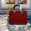 GLAMI Large Lady Bag Silver Hardware Cherry Red Patent For Women 12.5in/32cm CD