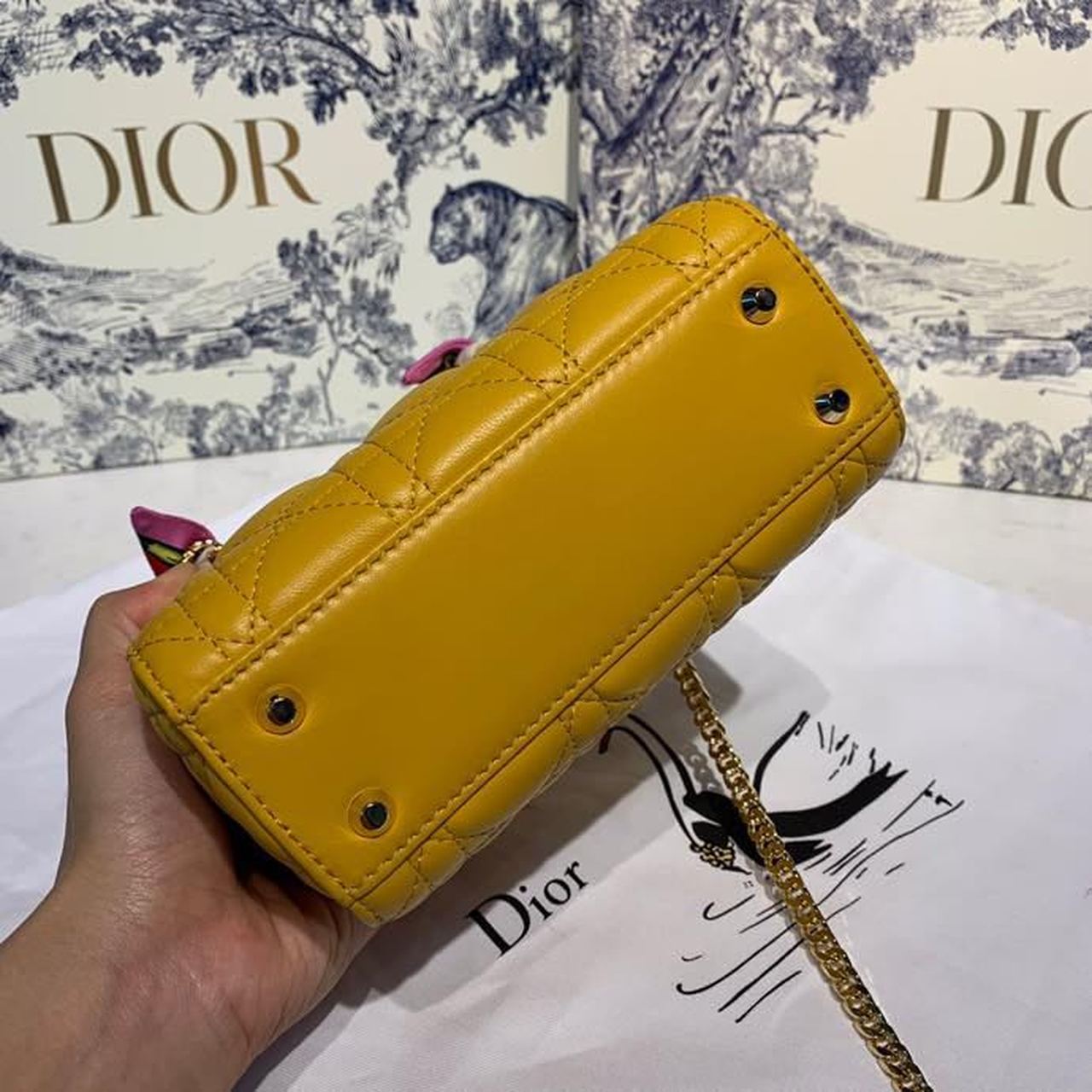 GLAMI Mini Lady Bag with Chain Silver Hardware Spring/Summer Collection, Yellow, For Women WomenÃ¢â‚¬â„¢s Handbags, 18cm CD