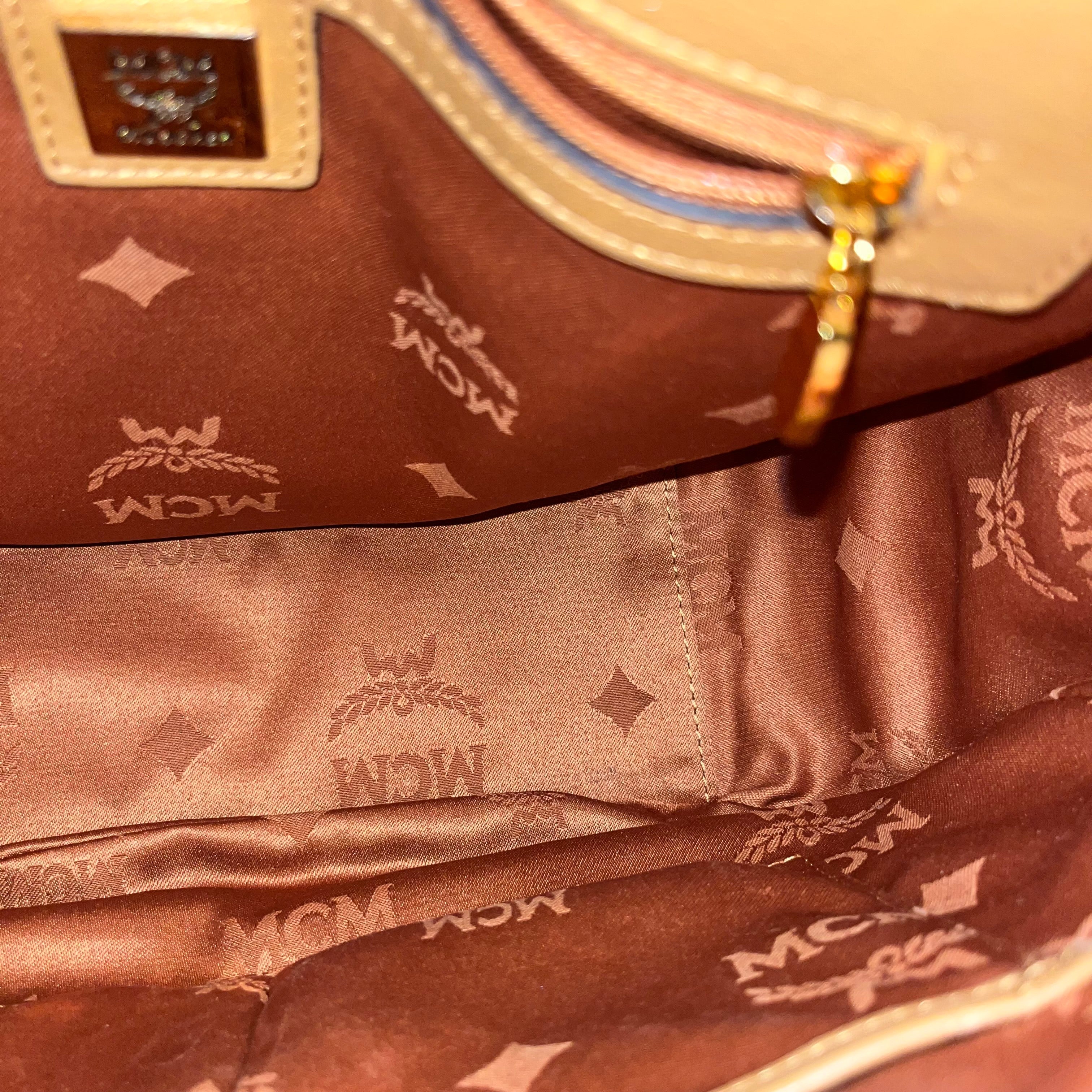 MCM Cognac Visetos Canvas Crossbody Bag