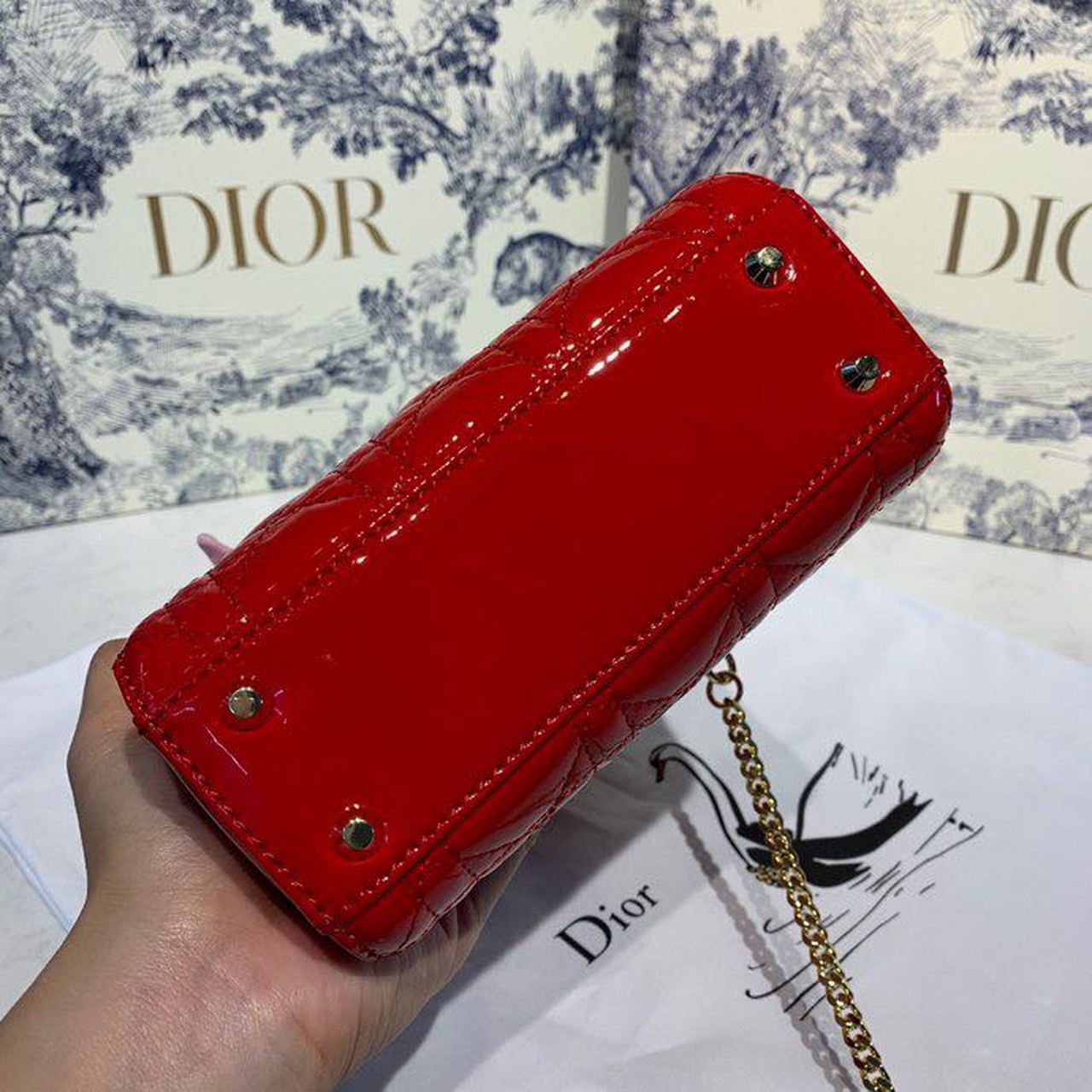 GLAMI Mini Lady Bag with Chain Silver Hardware Spring/Summer Collection, Red, For Women WomenÃ¢â‚¬â„¢s Handbags, 18cm CD
