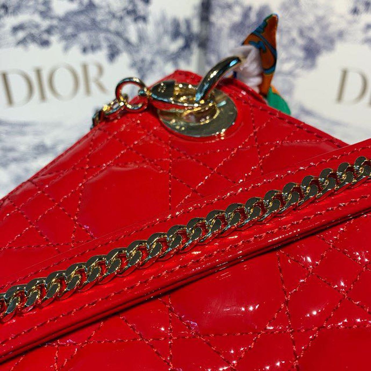 GLAMI Mini Lady Bag with Chain Silver Hardware Spring/Summer Collection, Red, For Women WomenÃ¢â‚¬â„¢s Handbags, 18cm CD