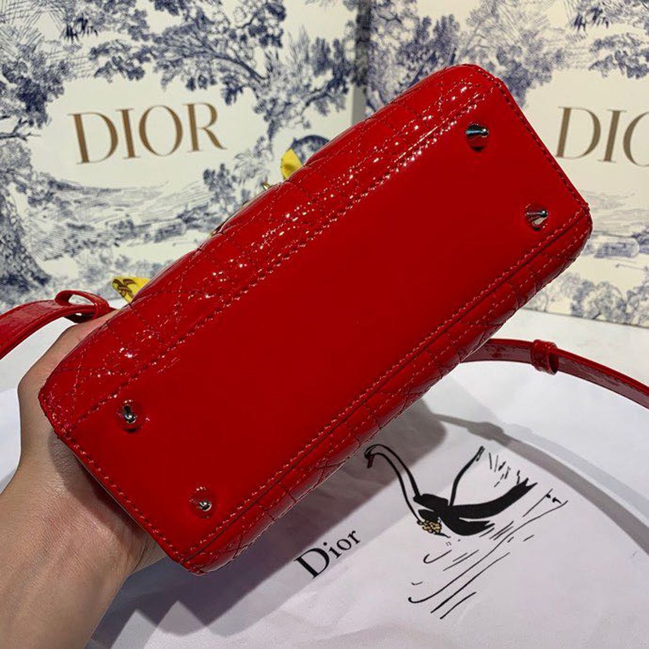 GLAMI Small Lady Bag Gold Toned Hardware Cherry Red Patent For Women 8in/20cm CD M0531OWCB_M323