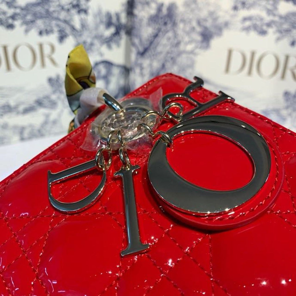 GLAMI Small Lady Bag Gold Toned Hardware Cherry Red Patent For Women 8in/20cm CD M0531OWCB_M323