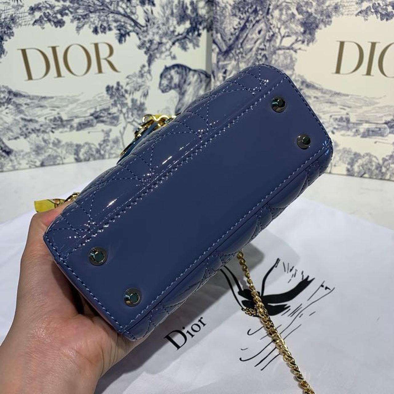 GLAMI Mini Lady Bag with Chain Silver Hardware Spring/Summer Collection, Deep Blue, For Women WomenÃ¢â‚¬â„¢s Handbags, 18cm CD