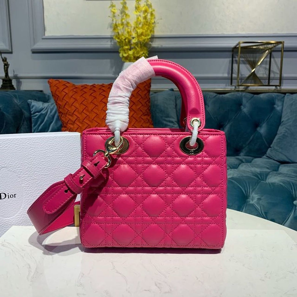 GLAMI Small Lady Bag Gold Toned Hardware Hot Pink For Women 8in/20cm CD