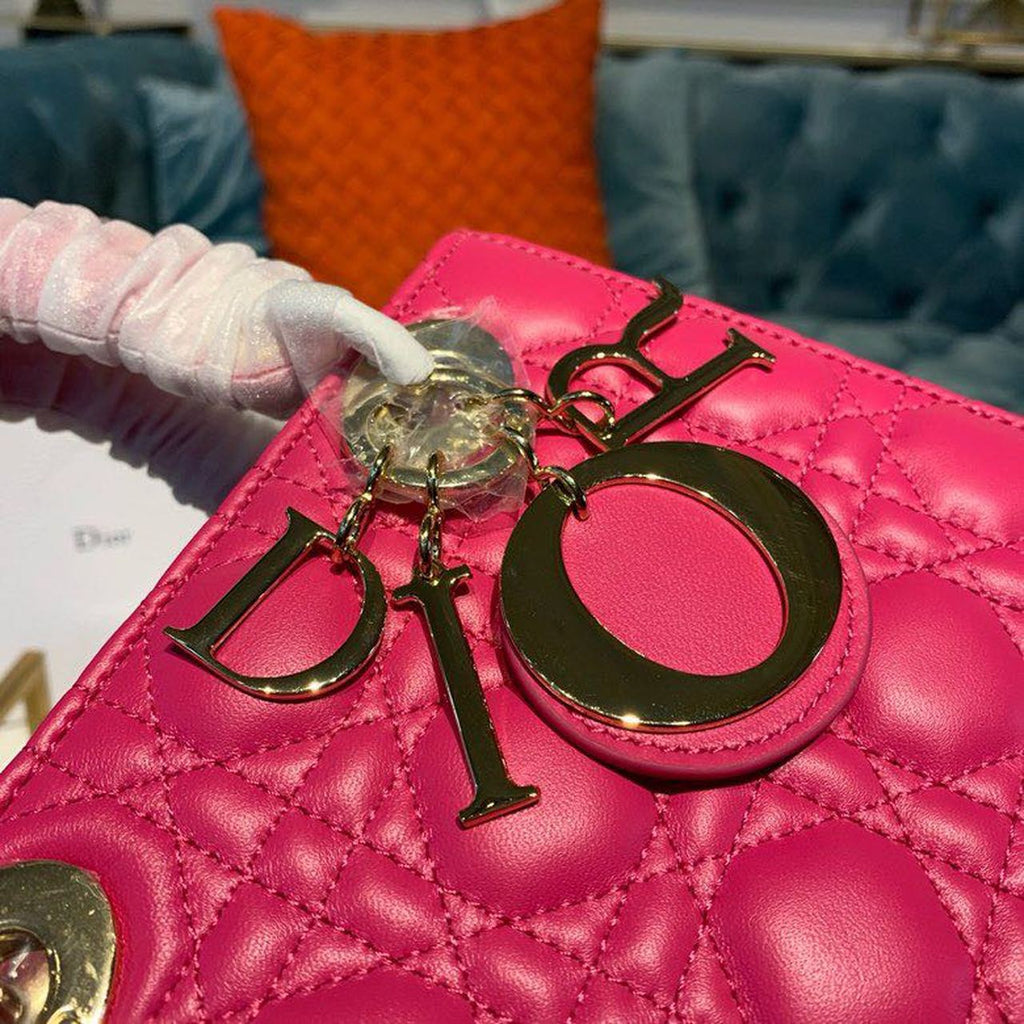 GLAMI Small Lady Bag Gold Toned Hardware Hot Pink For Women 8in/20cm CD