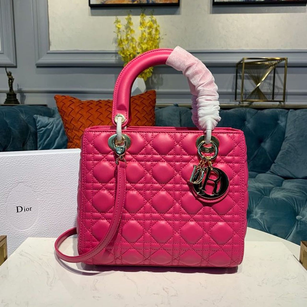 GLAMI MeGLAMIum Lady Bag Gold Toned Hardware Hot Pink For Women 9.5in/24cm CD