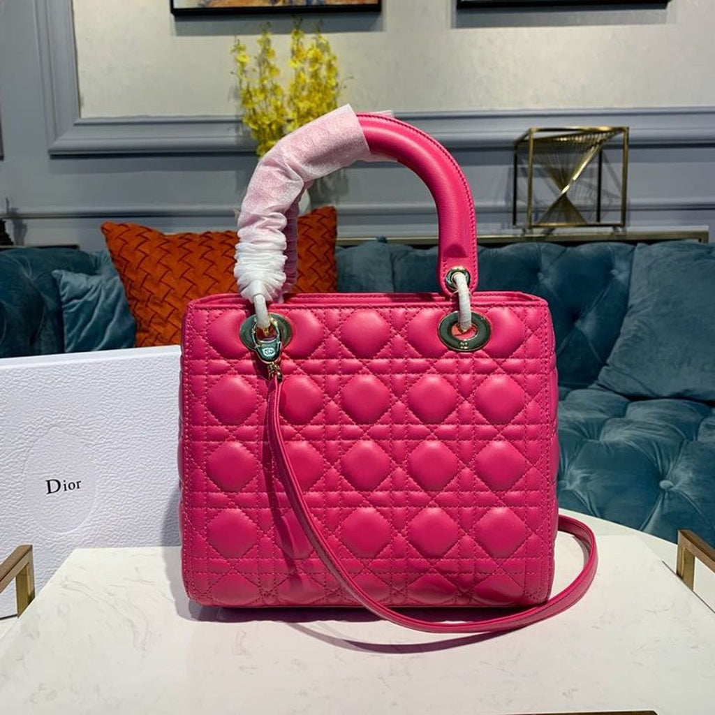 GLAMI MeGLAMIum Lady Bag Gold Toned Hardware Hot Pink For Women 9.5in/24cm CD