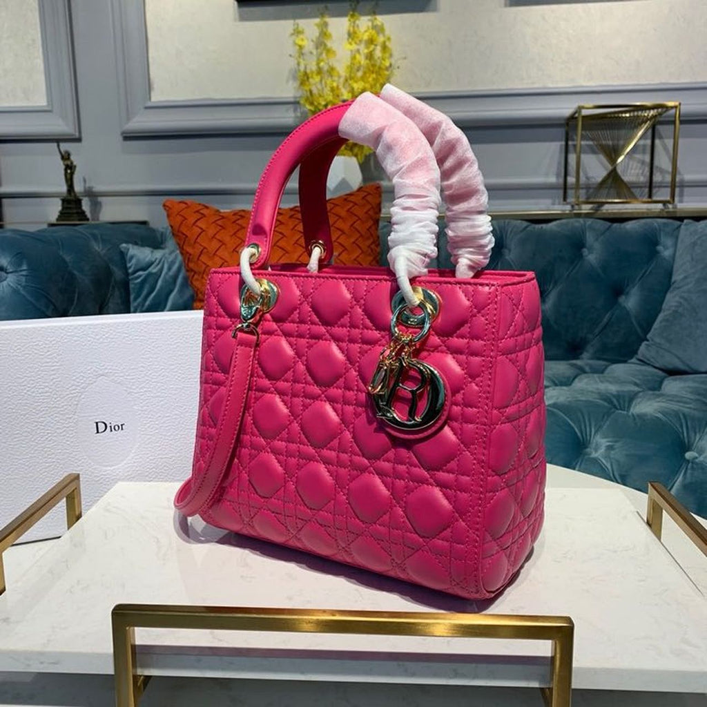 GLAMI MeGLAMIum Lady Bag Gold Toned Hardware Hot Pink For Women 9.5in/24cm CD
