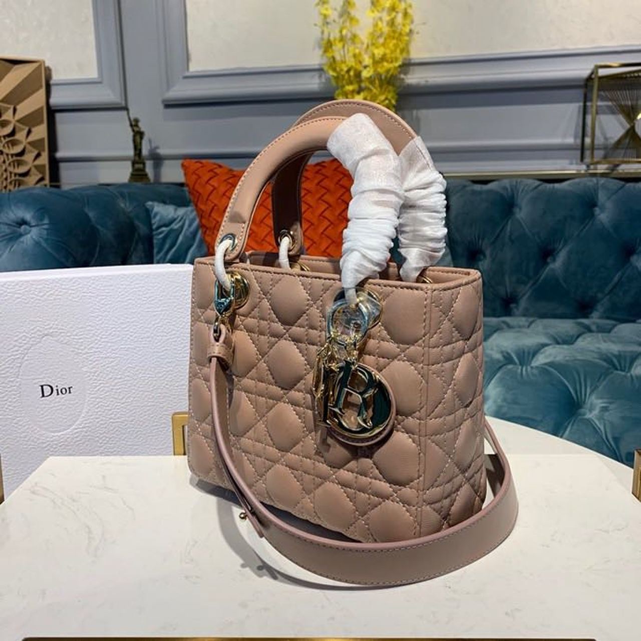 GLAMI Small Lady Bag Beige Cannage For Women 8in/20cm CD