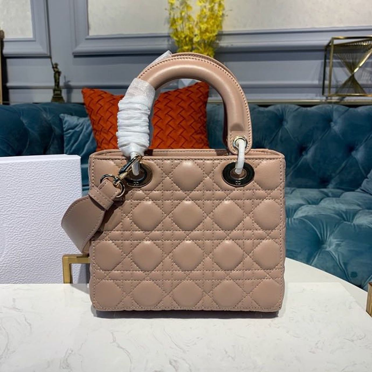GLAMI Small Lady Bag Beige Cannage For Women 8in/20cm CD