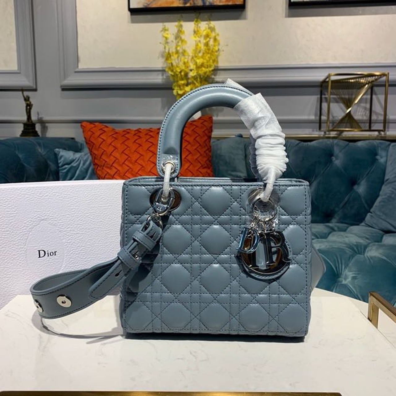 GLAMI Small Lady Bag Silver Hardware Cloud Blue For Women 8in/20cm CD