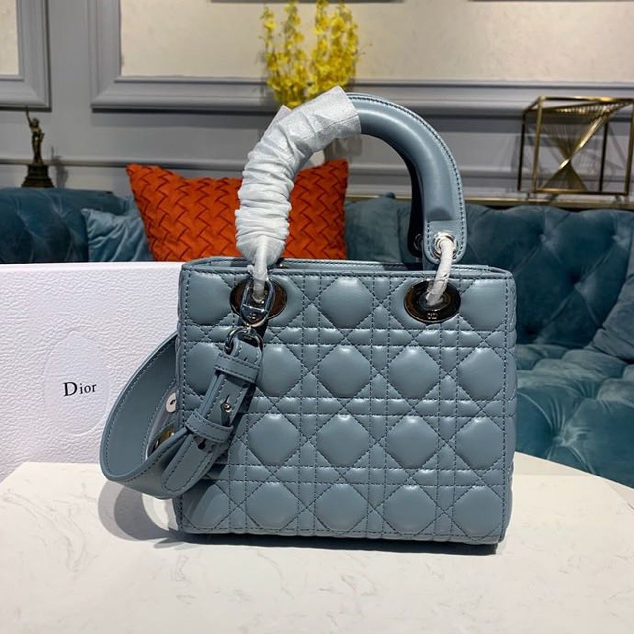 GLAMI Small Lady Bag Silver Hardware Cloud Blue For Women 8in/20cm CD
