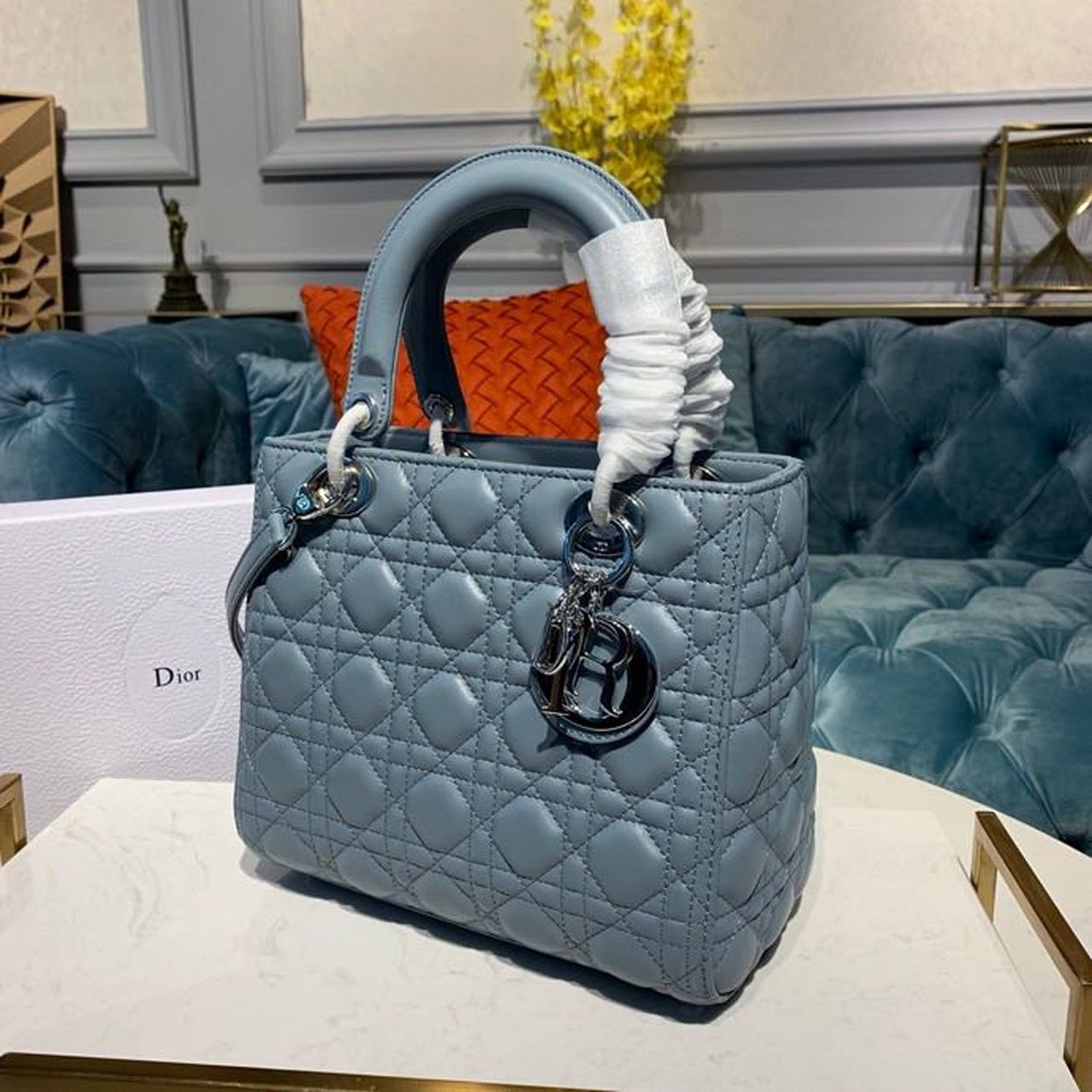 GLAMI MeGLAMIum Lady Bag Silver Hardware Cloud Blue For Women 9.5in/24cm CD