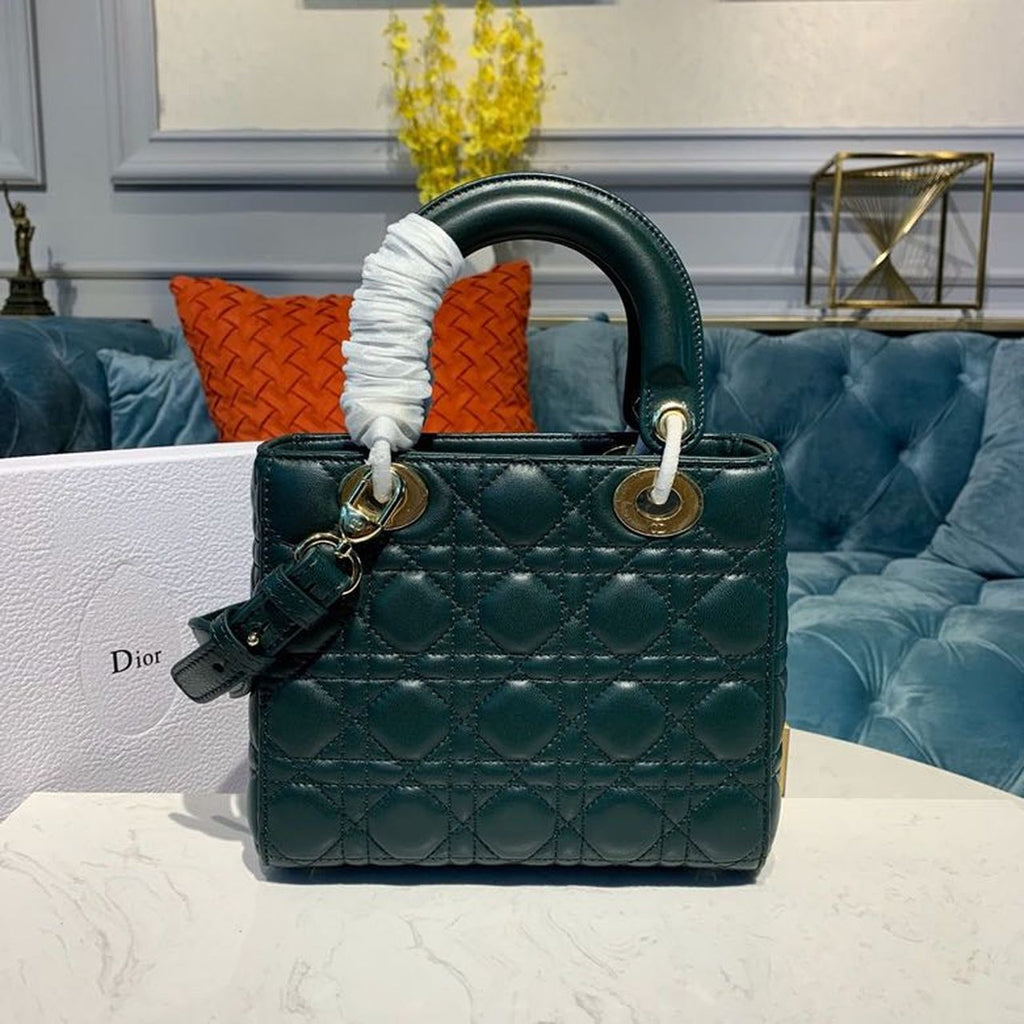 GLAMI Small Lady Bag Gold Toned Hardware Forest Green For Women 8in/20cm CD