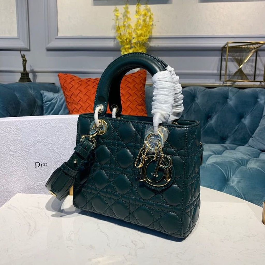 GLAMI Small Lady Bag Gold Toned Hardware Forest Green For Women 8in/20cm CD