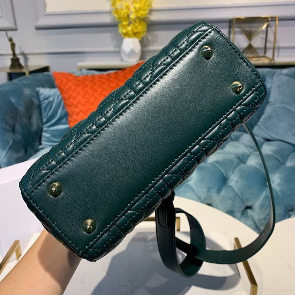 GLAMI Small Lady Bag Gold Toned Hardware Forest Green For Women 8in/20cm CD