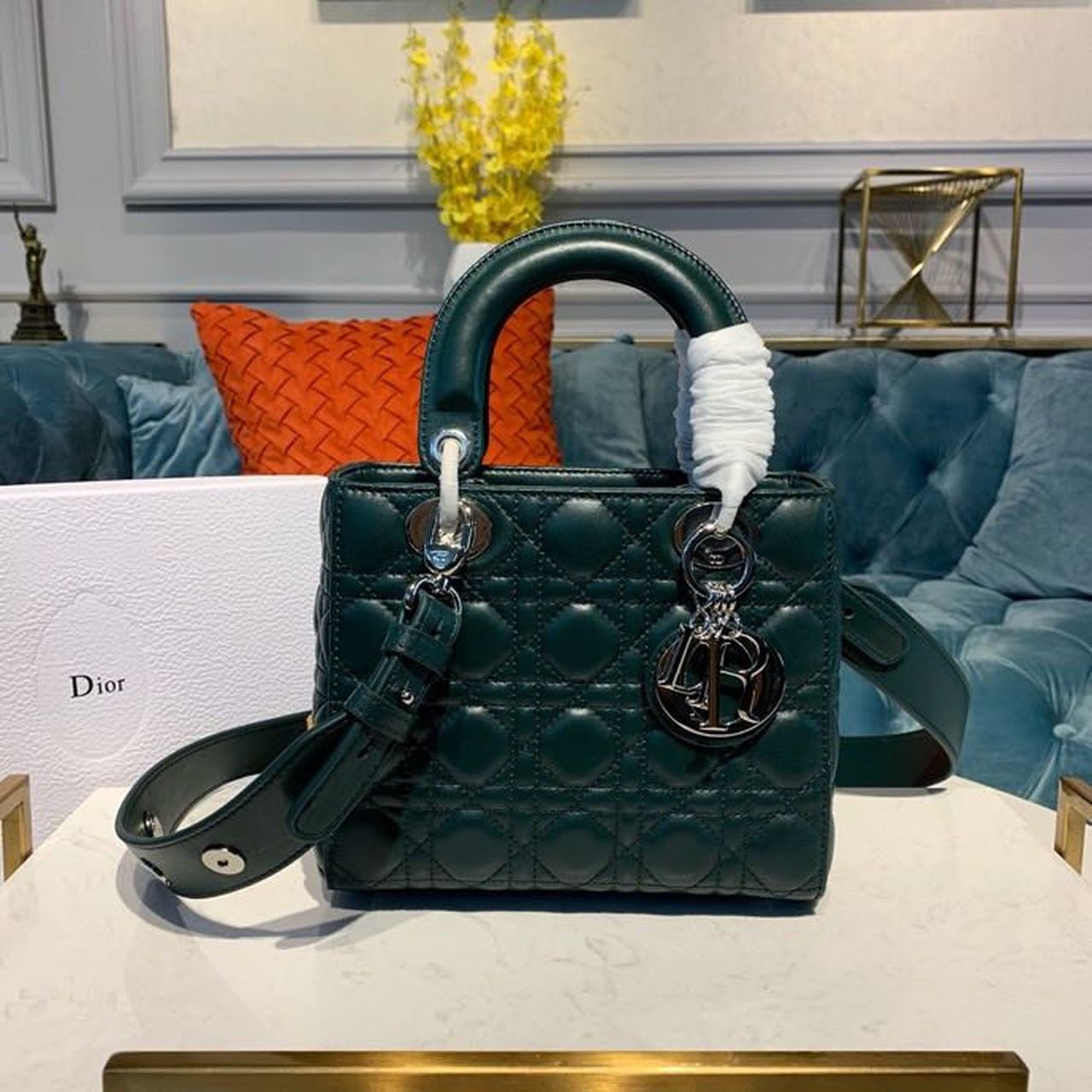 GLAMI Small Lady Bag Silver Hardware Forest Green For Women 8in/20cm CD