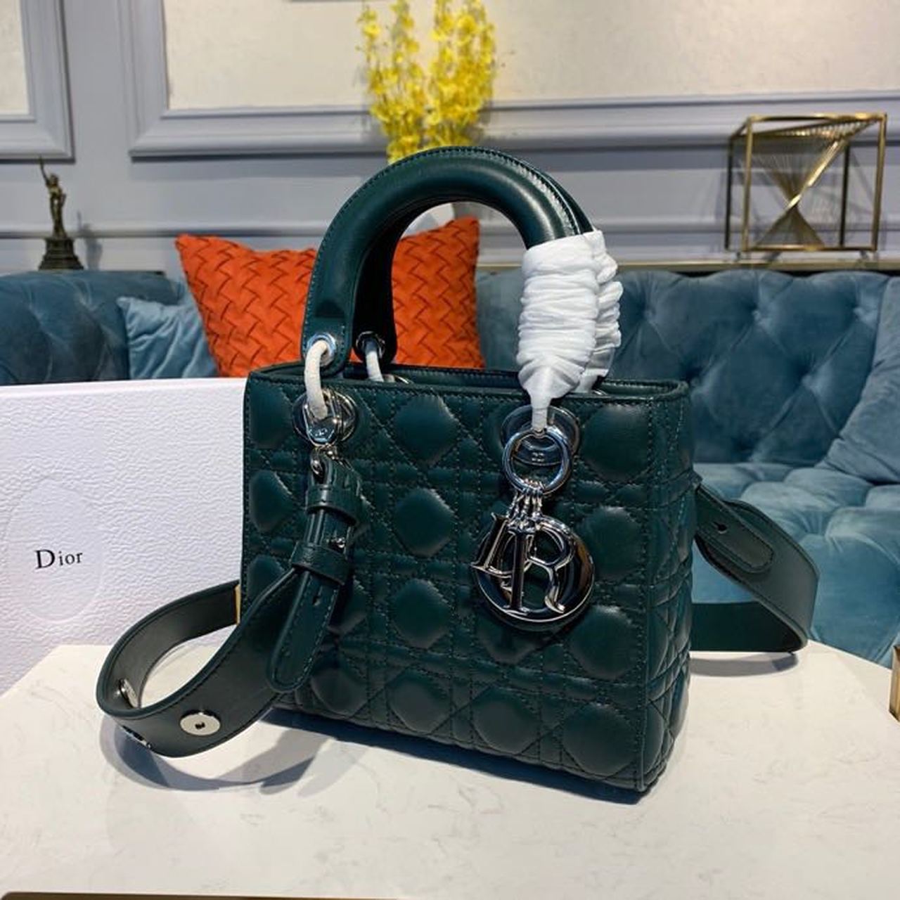 GLAMI Small Lady Bag Silver Hardware Forest Green For Women 8in/20cm CD